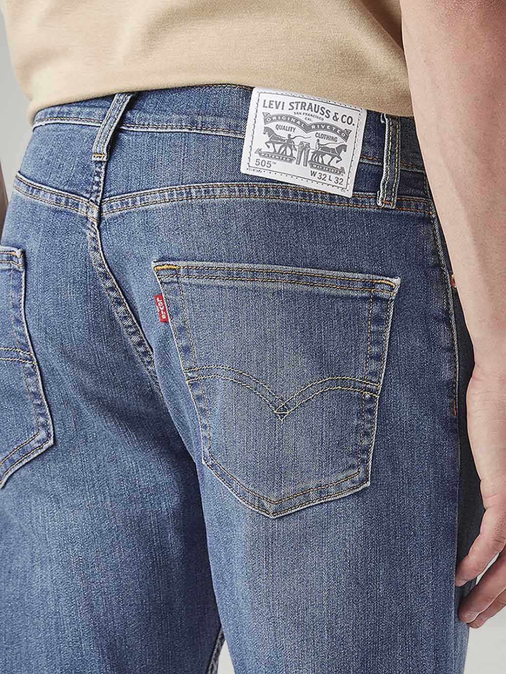 Men's 555 Blue Relaxed Straight Fit Mid Rise Jeans