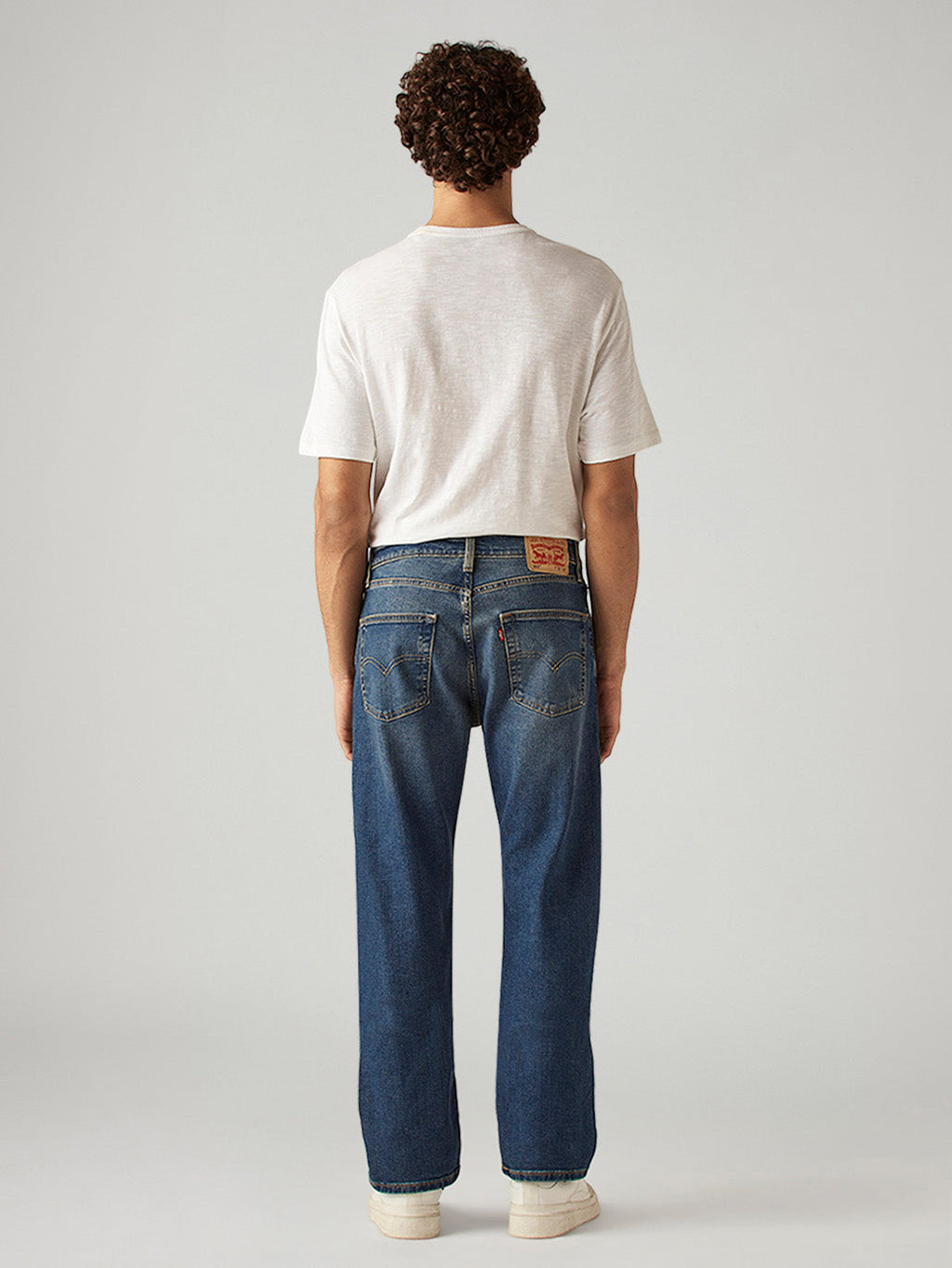 Men's 555 Blue Relaxed Straight Fit Mid Rise Jeans